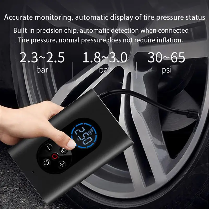 

Воздушный мини-компрессор, надувной насос со светодиодной лампой для мотоцикла, велосипеда, автомобиля, электрический воздушный насос, акк...