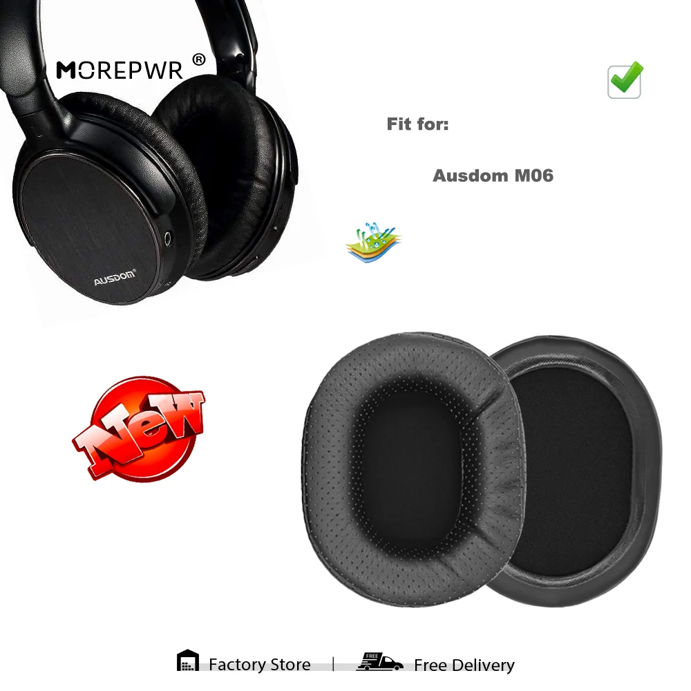 

Morepwr Replacement Ear Pads for Ausdom M06 Headset Parts Leather Cushion Velvet Earmuff Earphone Sleeve Cover