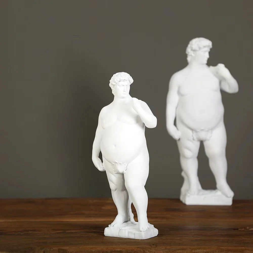 

Creativity David Resin Figure Sculpture David Obesity Fat Handicraft Statue Nude Naked Man Body Art Home Decoration Ornaments