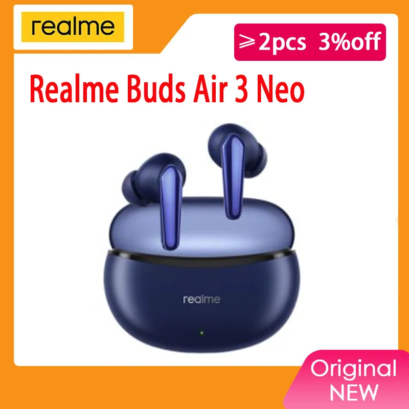 

Realme Buds Air 3 Neo Earphone Bluetooth 5.2 AI ENC Call Noise Cancellation 88ms Ultra-low Latency IPX5 Waterproof
