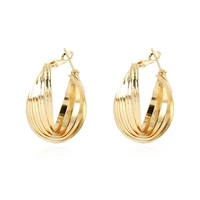 luxhoney fashion modern gold plated geometric dense overlap cross twine metal hoop earring for women ins style 2022