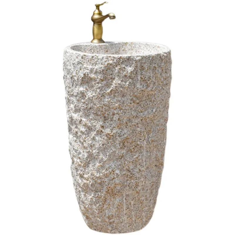 

Outdoor Stone Wash Basin Integrated Courtyard Mop Pool Garden Pool Balcony Floor Pedestal Basin Natural Raw Gemstone