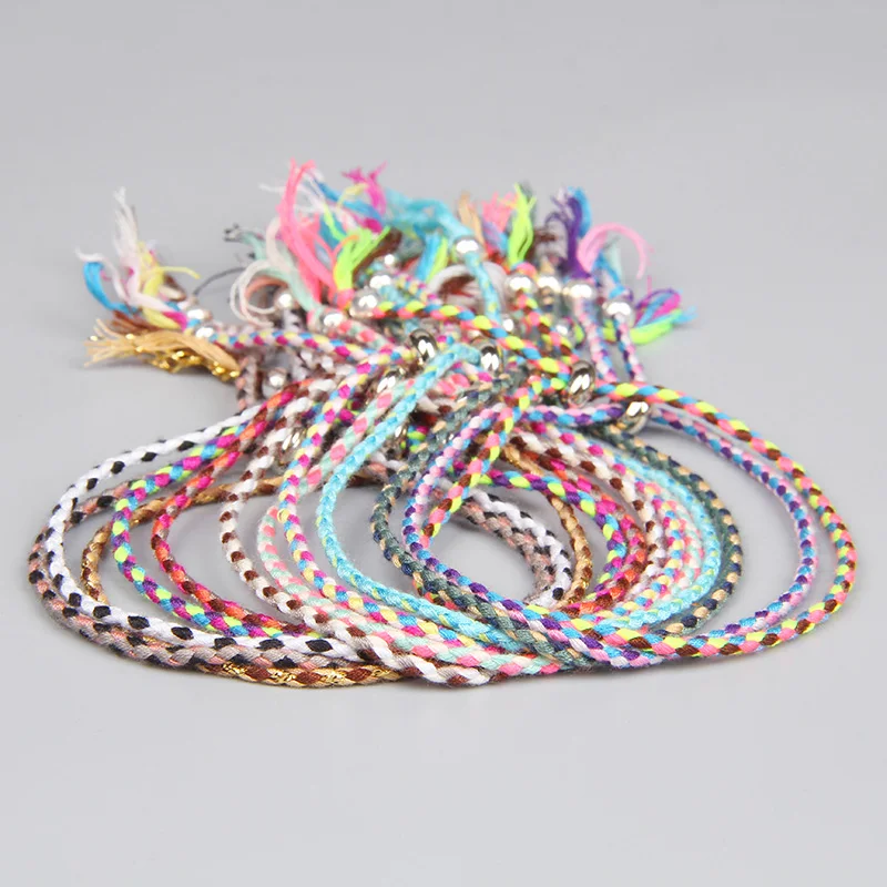 Плетеный браслет ручной работы в стиле бохо для женщин и мужчин цветные