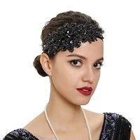 black rhinestone baffle headband elastic womens handmade bridal wedding accessories amazing gatsby hair accessories