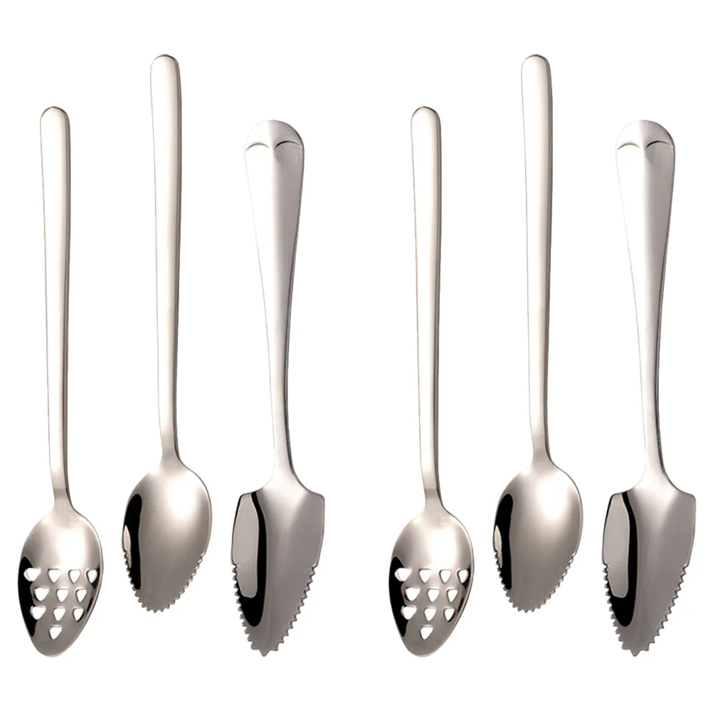 

6Pcs Fruit Spoons Stainless Steel Spoon Grapefruits Spoon Dessert Spoons Fruit Scraping Spoon