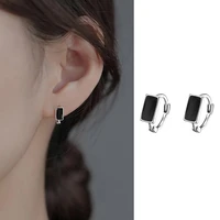 trendy geometric square black enamel hoop earrings for women punk jewelry gift drop shipping
