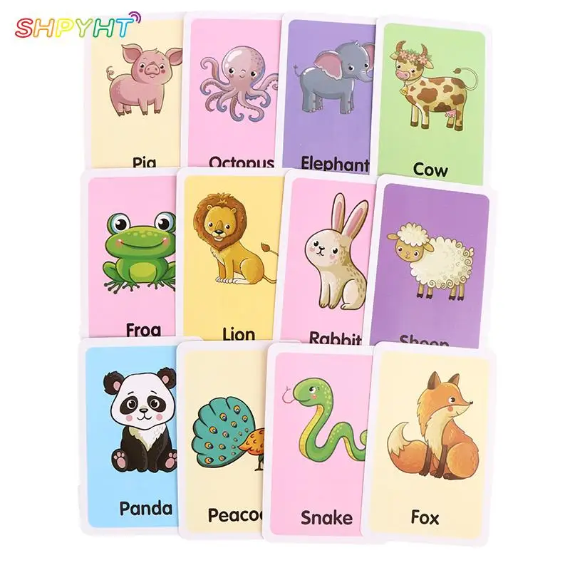 

Kids Flash Cards Baby Cognitive Puzzle Cards Educational Toys Matching Game Cartoon Vehicle Animal Fruit Learning Flash Cards