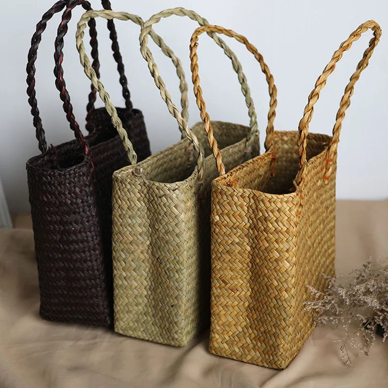 

Straw Bags for Women Rattan Handmade Purses and Handbags Girls Top-handle Beach Holiday Hand Bags Tote