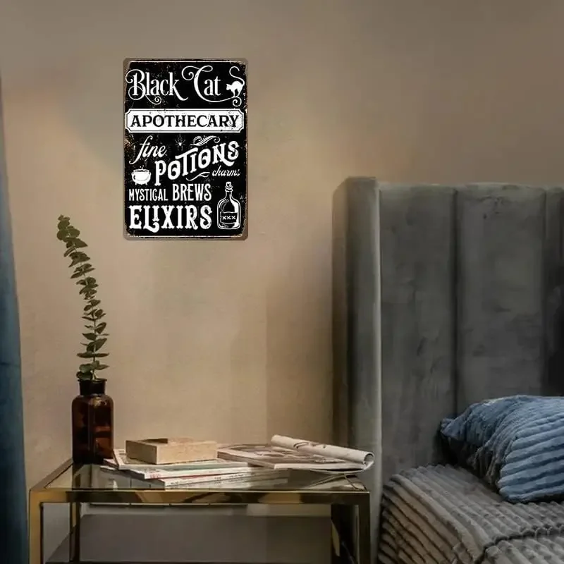 Готическая Металлическая Настенная Табличка С Черным Котом Хэллоуин