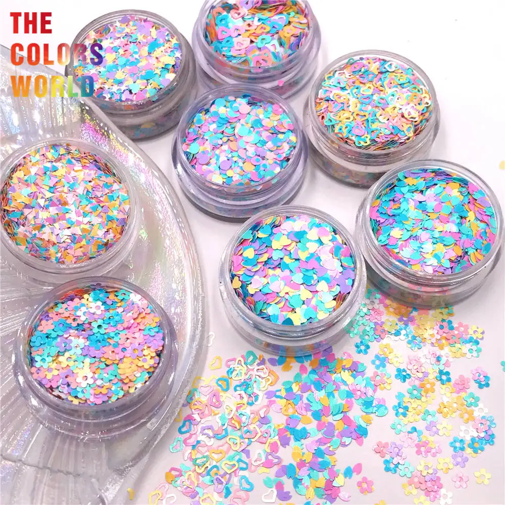 TCT-764 Lovely Kawaii Multi-Colored Nails Glitter Solvent Resistant Ultra Thin Glitter Confetti Glass Fabric Leather Makeup DIY