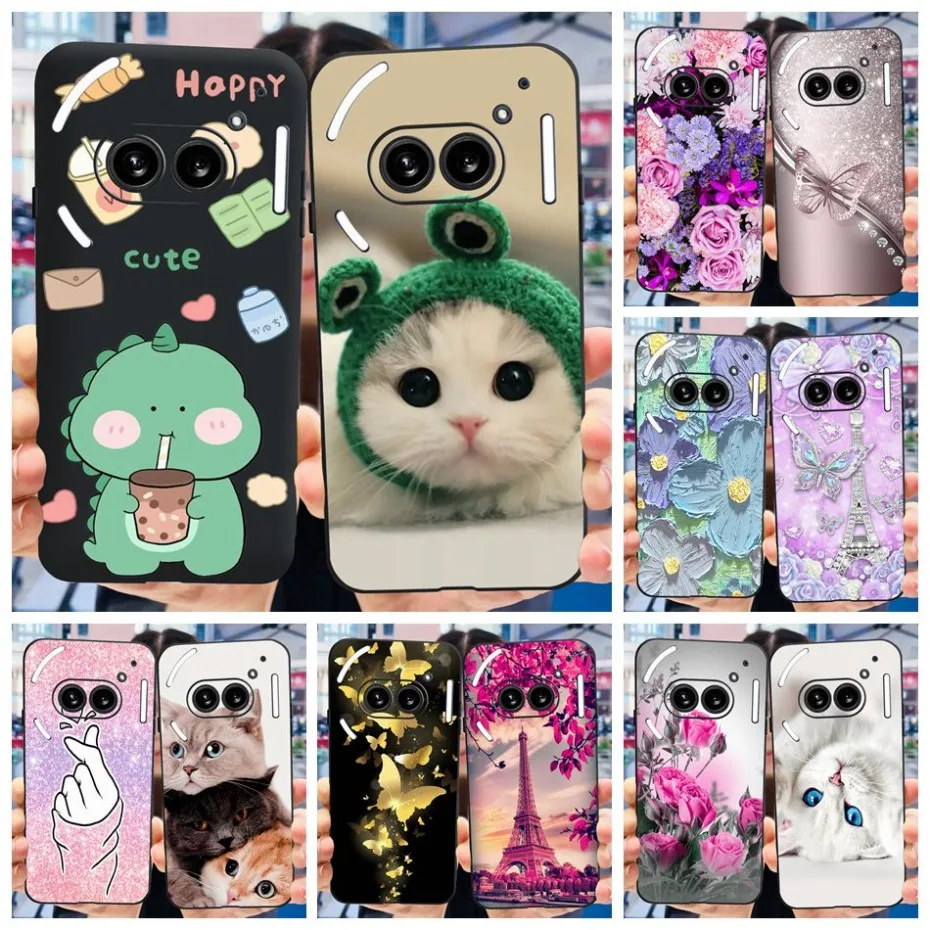 Милый мягкий чехол для телефона (2a)/телефона (2) Черная силиконовая задняя крышка