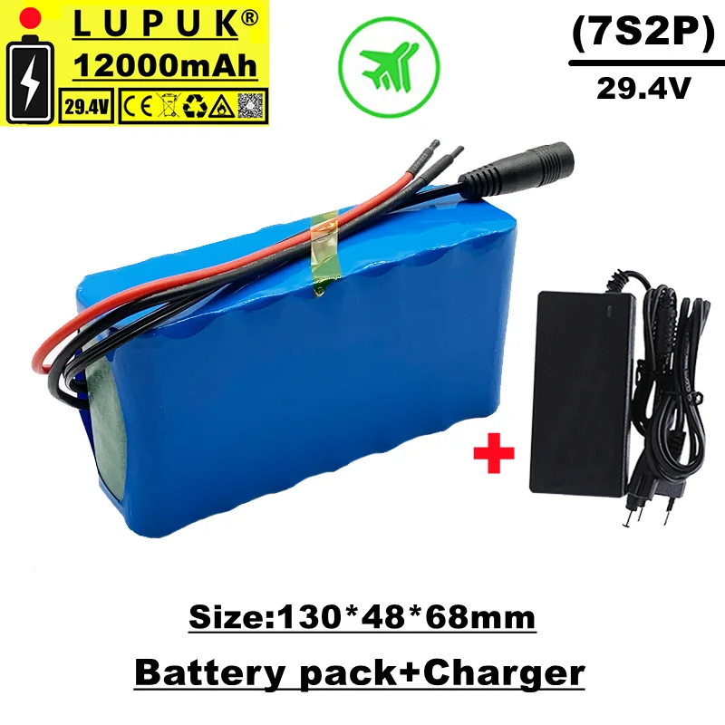 

LUPUK-29.4V lithium-ion Battery pack, 7-series 2-parallel series, 12000 mAh, large capacity, multiple sizes, free shipping