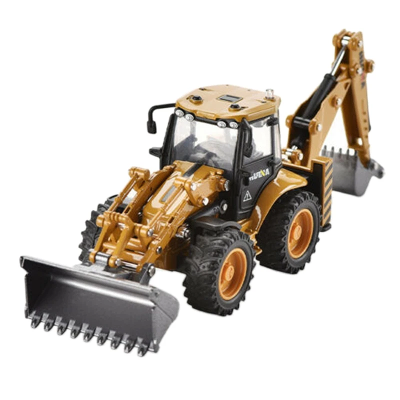 

HUINA 1704 1:50 Model Excavator Front Back Hoe Loader Simulation Die-Cast Engineering Vehicle Model Car Toys For Kids