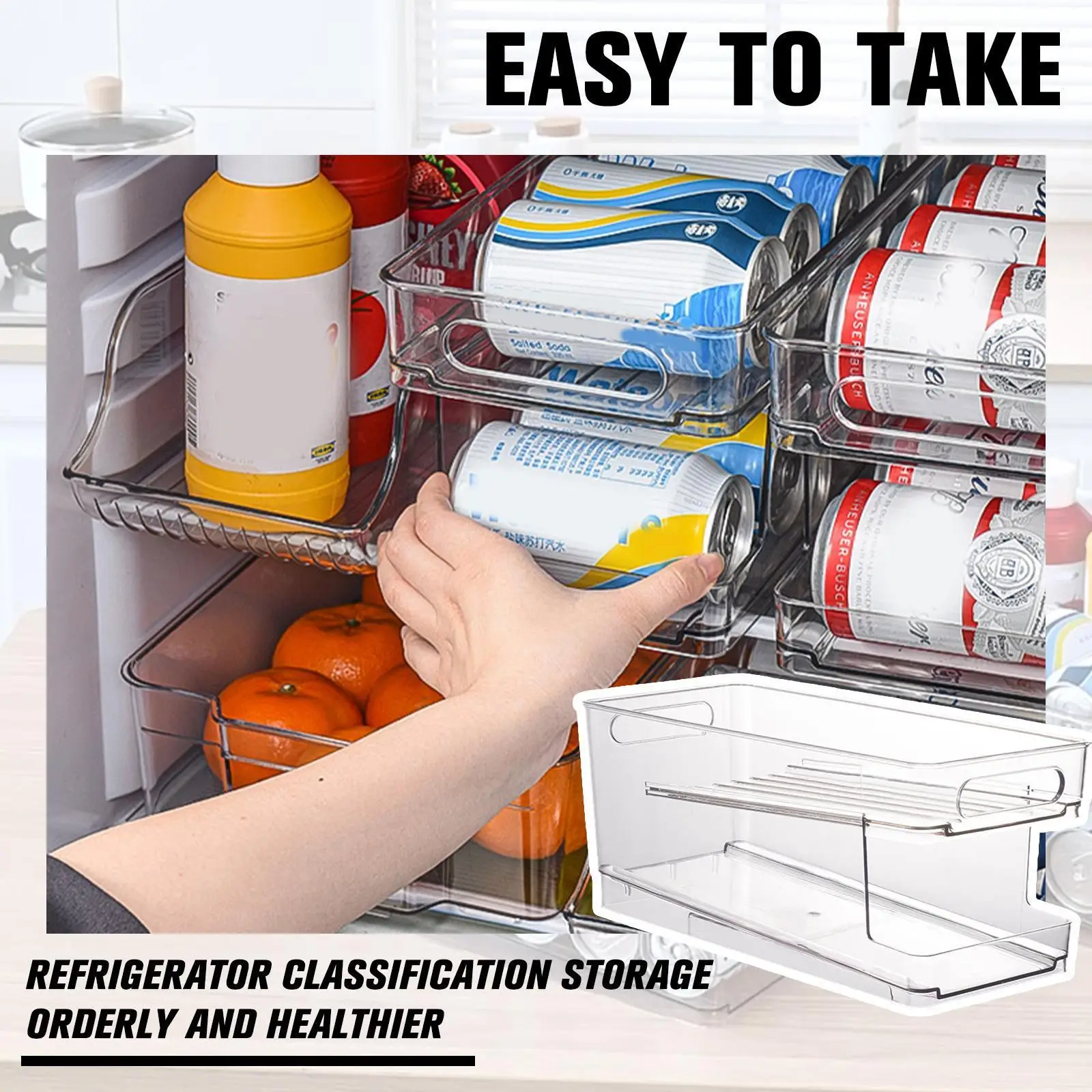 

Органайзер для холодильника Bins Подставка для бутылок с газированной водой стеллаж для холодильника стеллаж для пищевых продуктов Z9z7