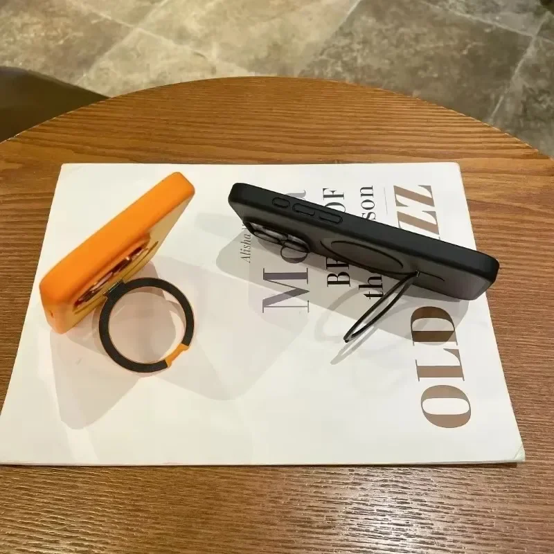 Роскошный кольцевой матовый чехол Magsafe для iPhone 16 15 14 Plus 13 12 11 Pro Max с защитной