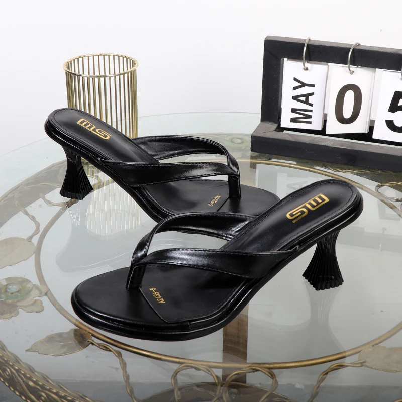 Шлепанцы на высоком каблуке 2024 летние роскошные сандалии шлепанцы модные