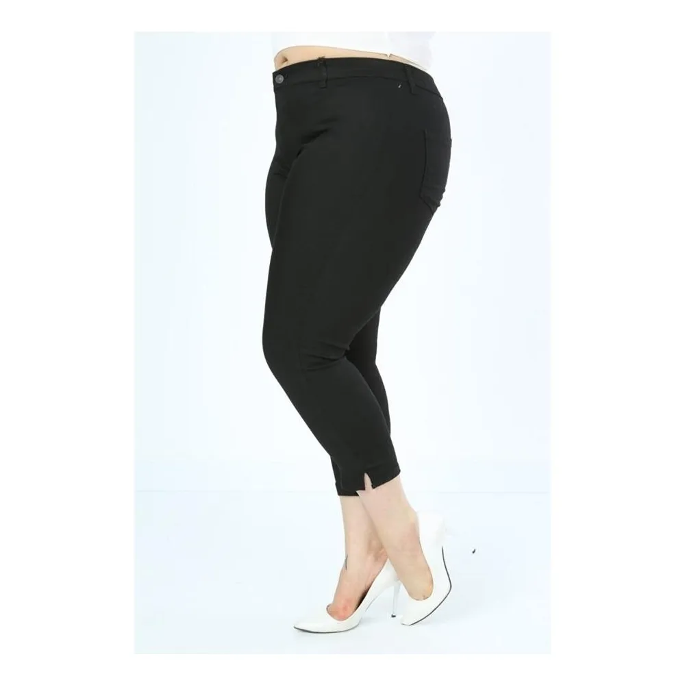 

Женские черные брюки-Капри с разрезом, из лайкры