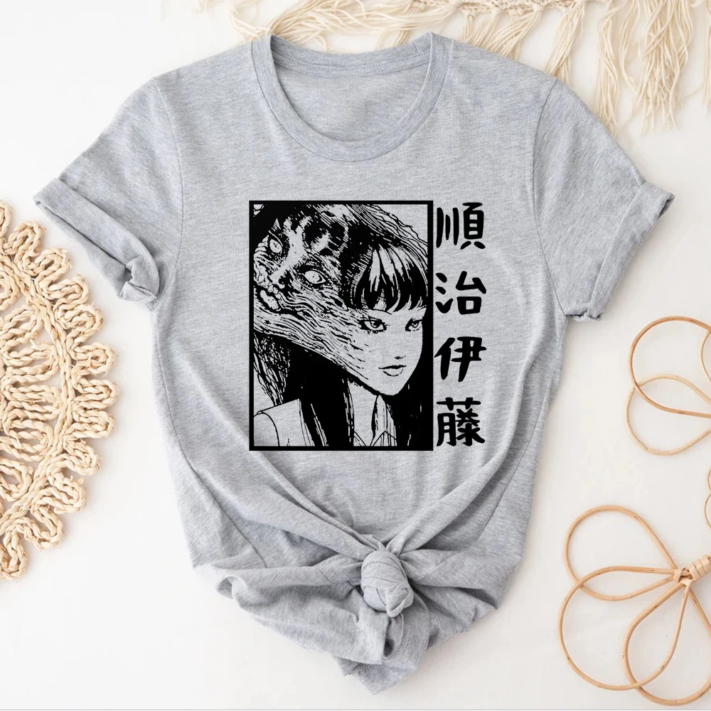 Junji Ito top tees women Gothic kawaii Vintage Digital University tshirt aesthetic 80s 2000s Comfortable