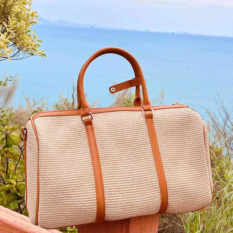 New Holiday Beach Bag Travel Luggage Boarding Bag Light Leather Exercise And Fitness Bag Rattan Woven Handbag Travel Bag
