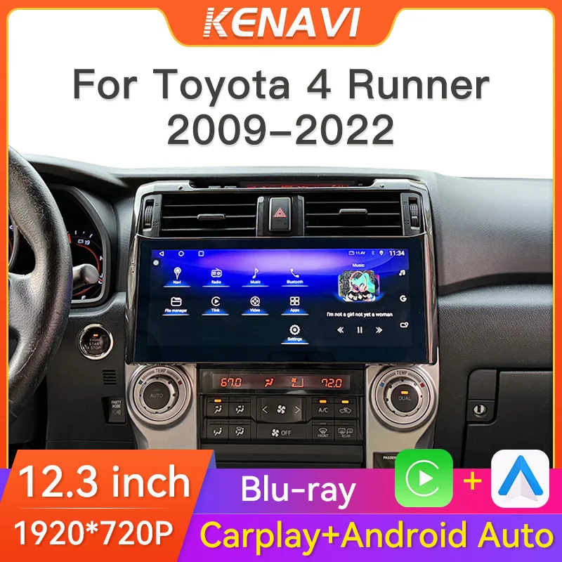 12 3-дюймовый 8 + 256G 2 Din Android Автомобильная стереосистема для Toyota 4 Runner 2009-2022