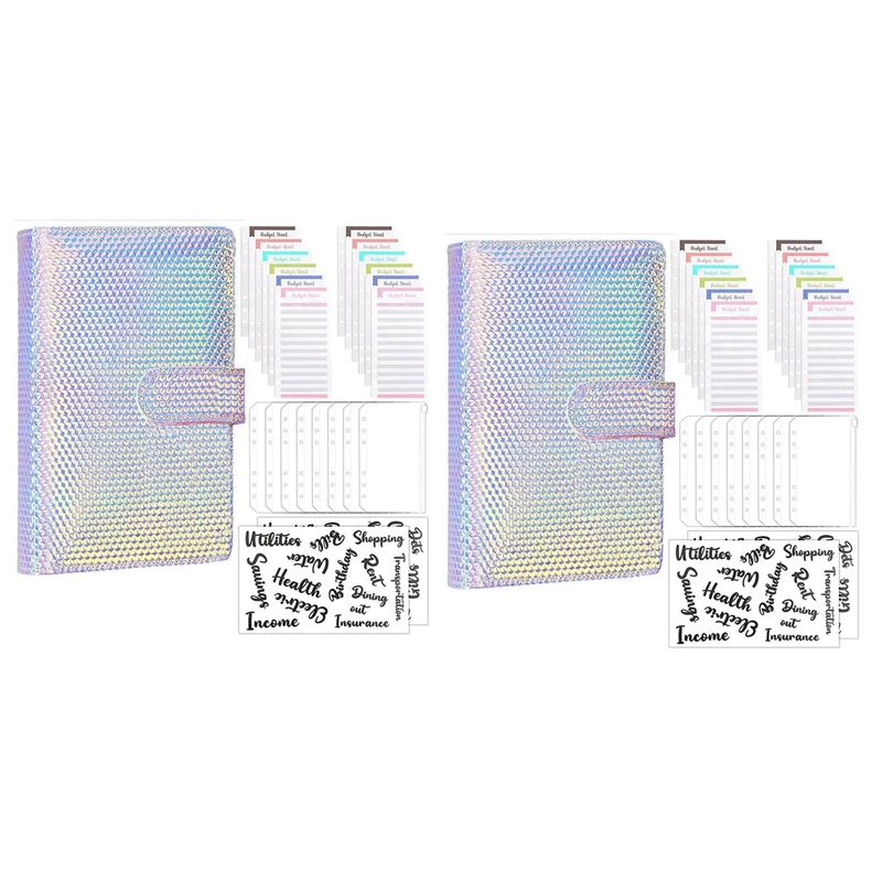 

2X A6 Budget Binder,6 Ring Leather Notebook Binder Cover,Budget Binder Money Saving Cash Envelopes System