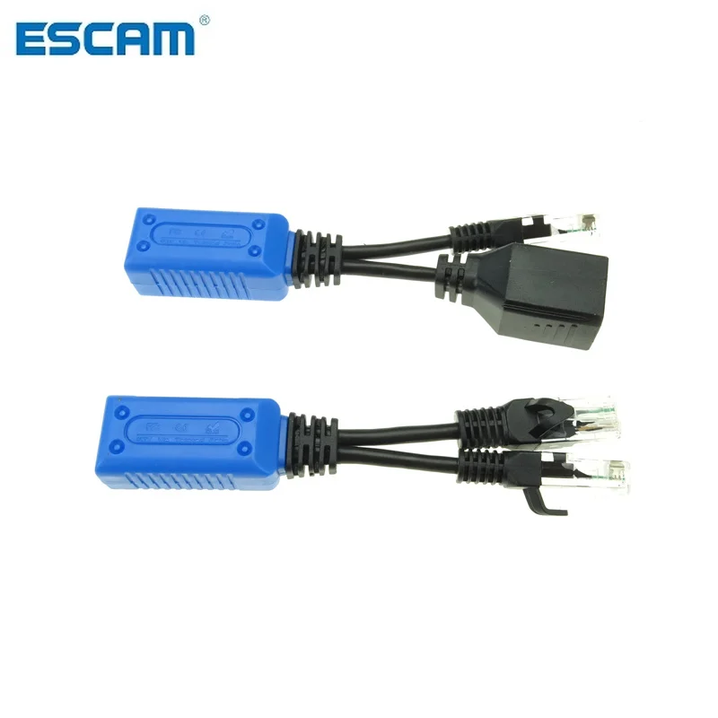 

ESCAM 2pcs/1pair RJ45 splitter combiner uPOE cable kit POE Adapter Cable Connectors Passive Power Cable