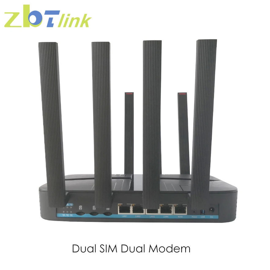 Zbtlink 4G Router Dual SIM Card 1200Mbps WIFI Two Modem Openwrt Gigabit WAN LAN 2.4G 5.8GHz Dual Band Wi-fi Extender 8 Antenna