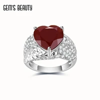 gems beauty 925 sterling silver princess red agate ring for women female finger rings romantic birthday gift for girlfriend