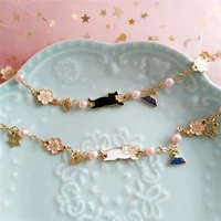 cute girl jewelry cat bracelet for women flower bowknot star pearl chain female wedding party lovely fashion gift accessories