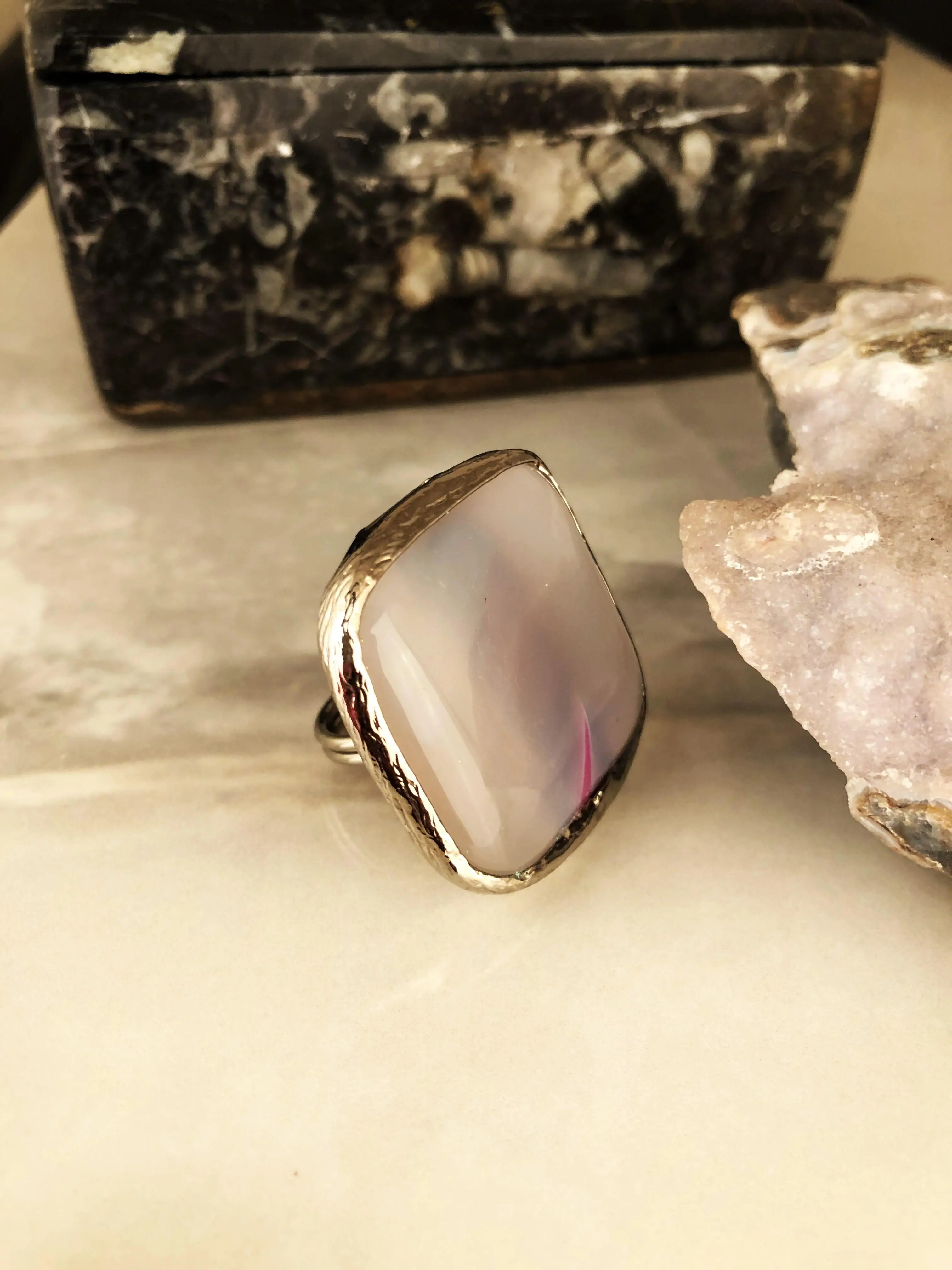 

Natural stone Women 'S Agate Stone Adjustable Ring Ahl16