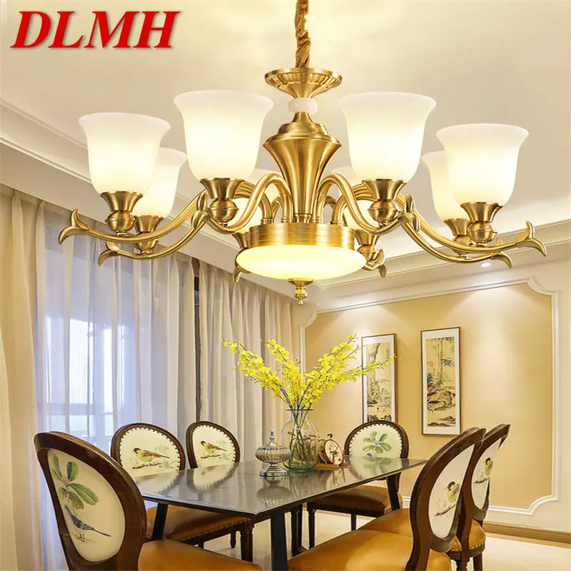 

DLMHContemporary Brass Pendant Hanging Lamp LED Golden Chandelier Light Decor For Home Dining Living Bedroom