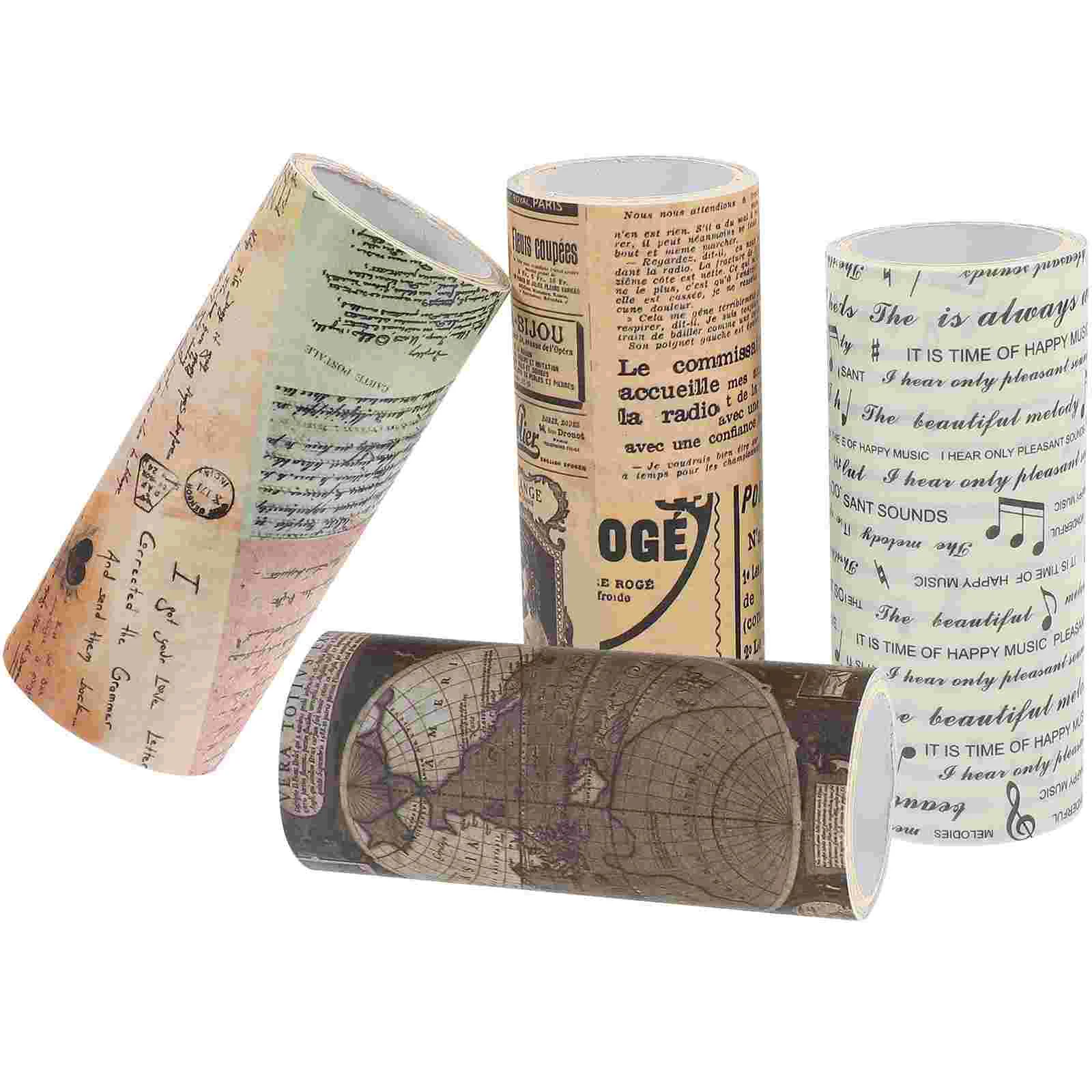 

4 Rolls Washi Paper Tapes Decorative Adhesive for DIY Crafts Gift Wrapping