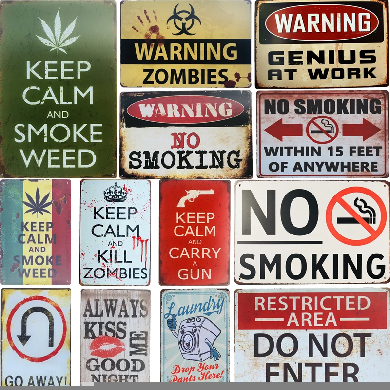 

Keep Calm and Smoke Weed Metal Tin Plate Sign Wall Room Man Cave Decoration Art Poster