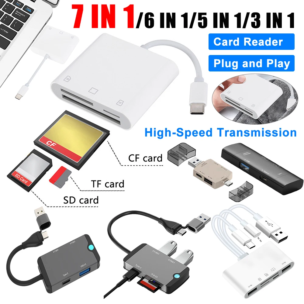 Адаптер для SD/TF/CF карт 3 в 1 Type-C