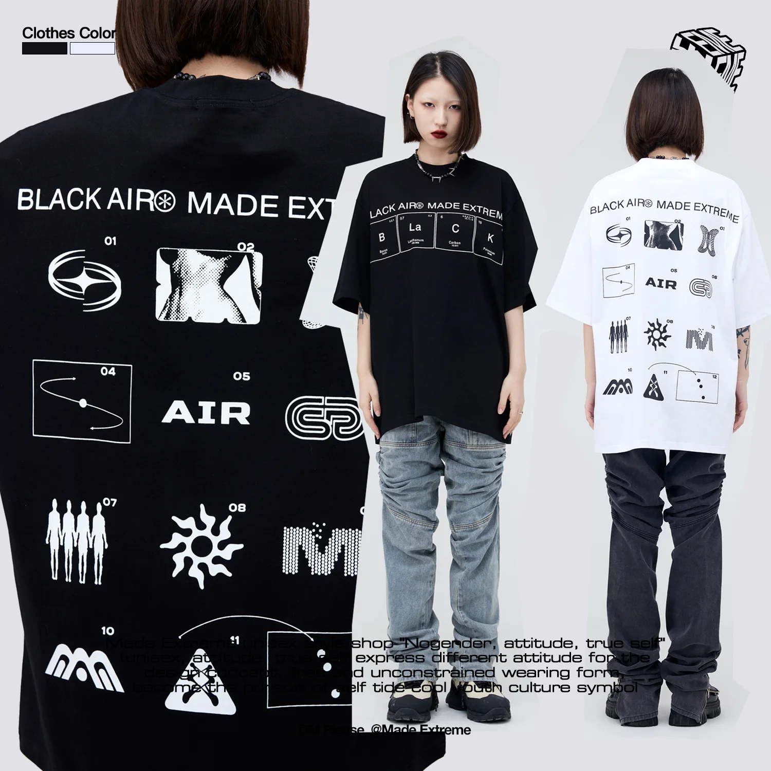 

BLACKAIR MADEEXTREME Element Table Letter Printing T Shirt Men 2023 Summer Oversized T Shirt Cotton Y2k T Shirt Homme Unisex