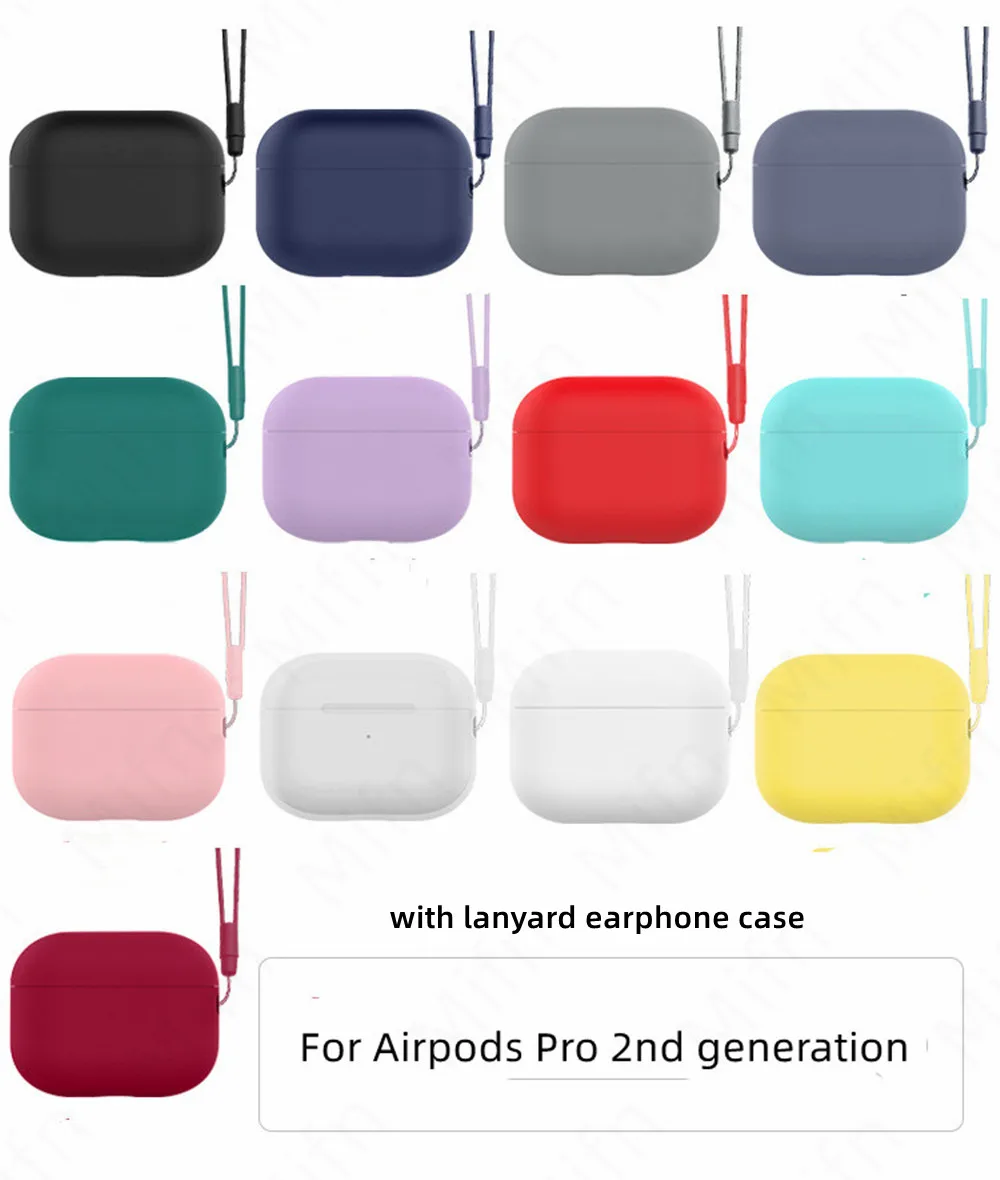 

For AirPods Pro 2 Case with Lanyard anti-lost Protective Cover [Front LED Visible] Silicone Soft Skin Case for AirPods Pro 2