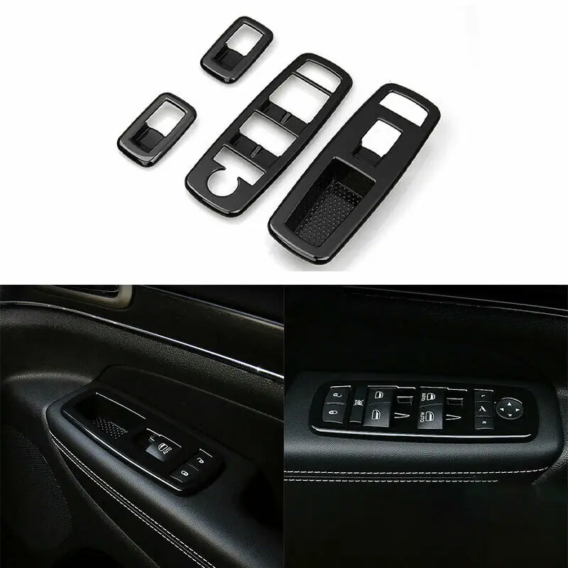 

For Jeep Grand Cherokee 2011-2020 ABS Black Window Lift Panel Switch Cover Trim