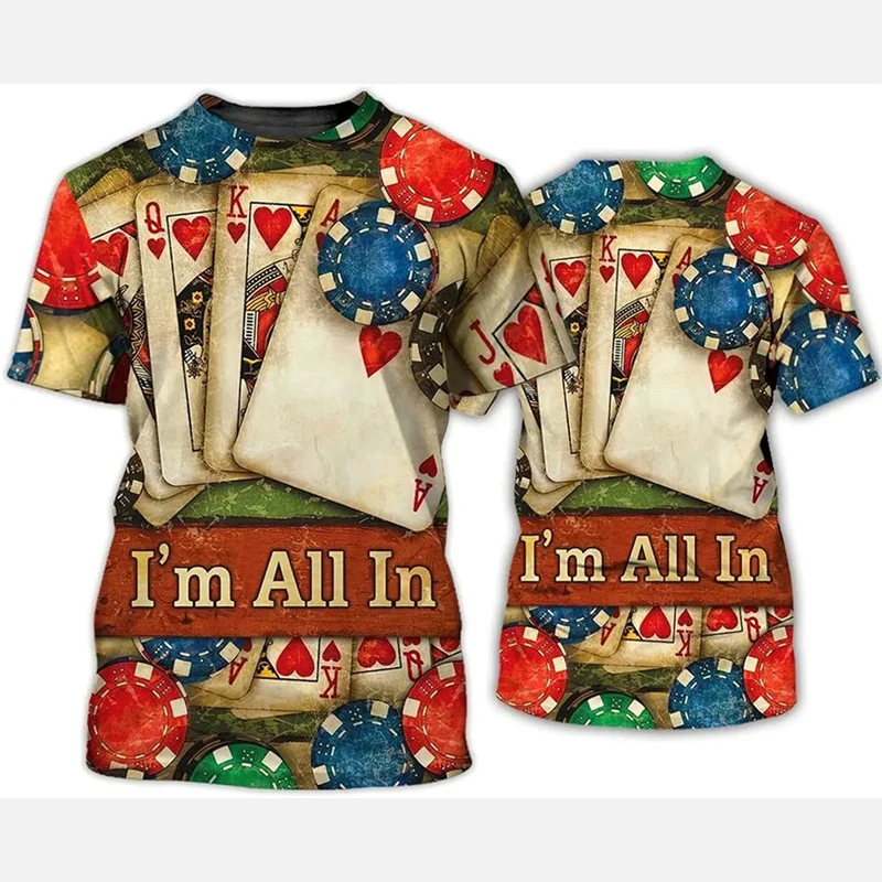 Футболка с забавным принтом для покера мужская одежда повседневные спортивные