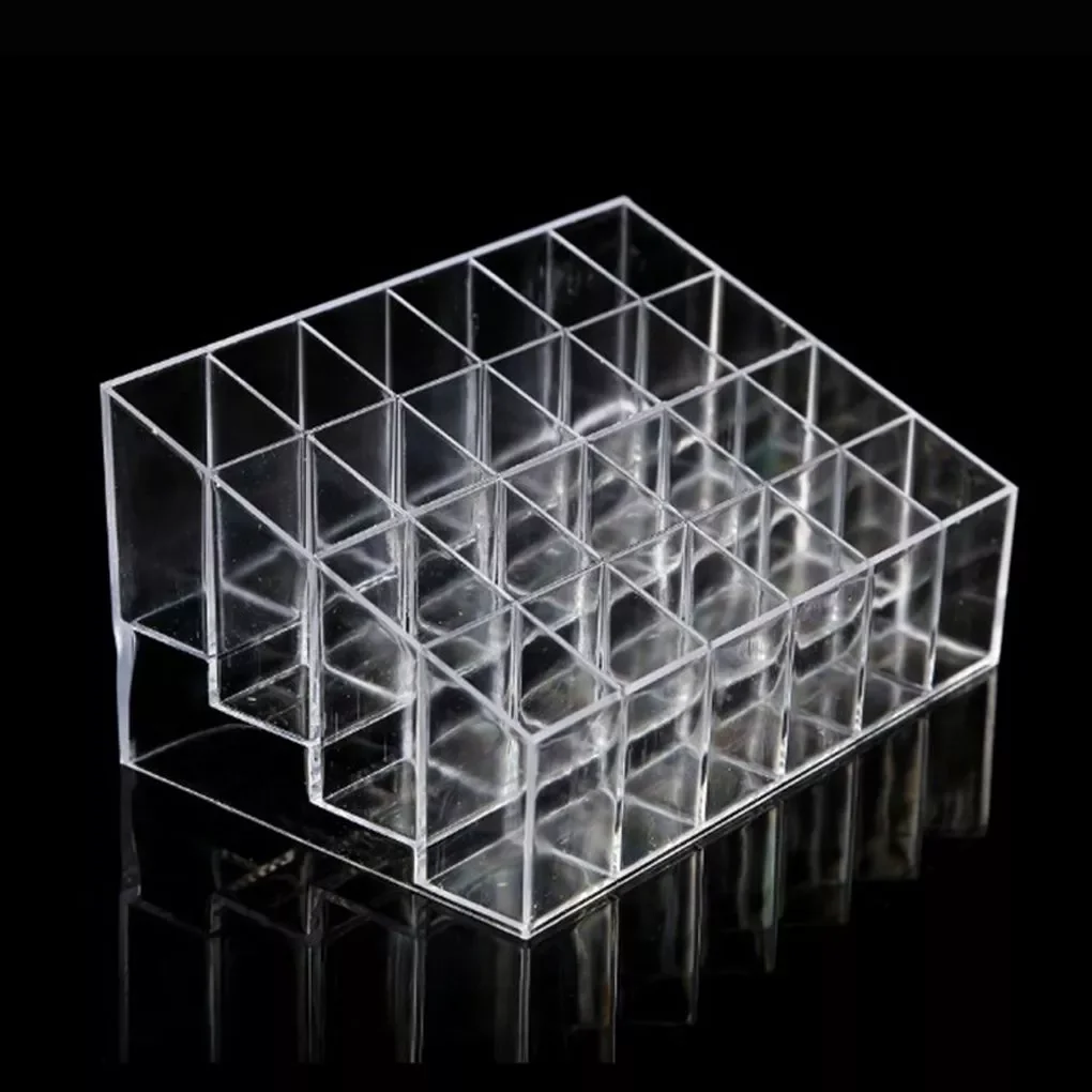 

NEW2023 Clear 24 Grid Lipstick Stand Case Makeup Organizer Storage Box Lipstick Display Stand Holder Cosmetic Jewelry Organizer