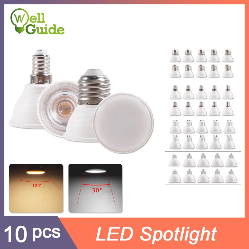 

10pcs Lampada LED Bulb MR16 GU5.3 GU10 E27 E14 5W 3W 220V-240V Bombillas LED Lamp Spotlight Lampara LED Spot Light 30/120 degree