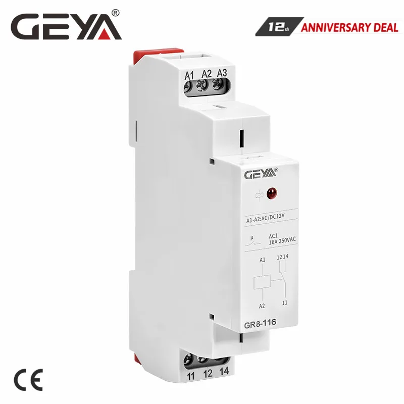 GEYA Din Rail 110V промежуточное реле переменного тока/DC110V с 1SPDT 2 контактами SPDT 8A 16A | Реле