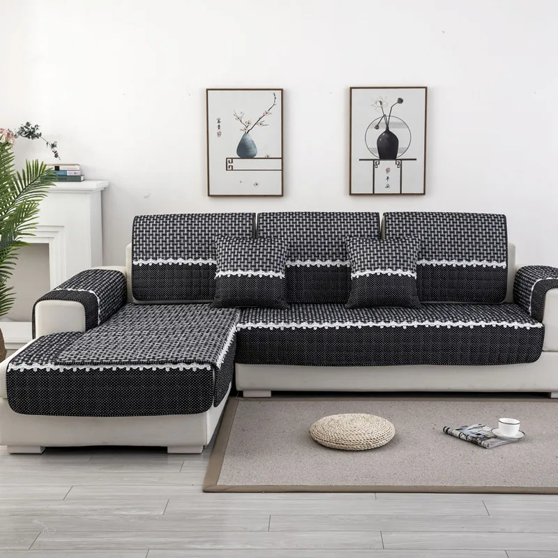 

Solid Color Fabric Sofa Cover Sofa Towel Cotton Linen Gray Couch Cover Seat Cover for Living Room Corner Sofa Towel Bench Cover