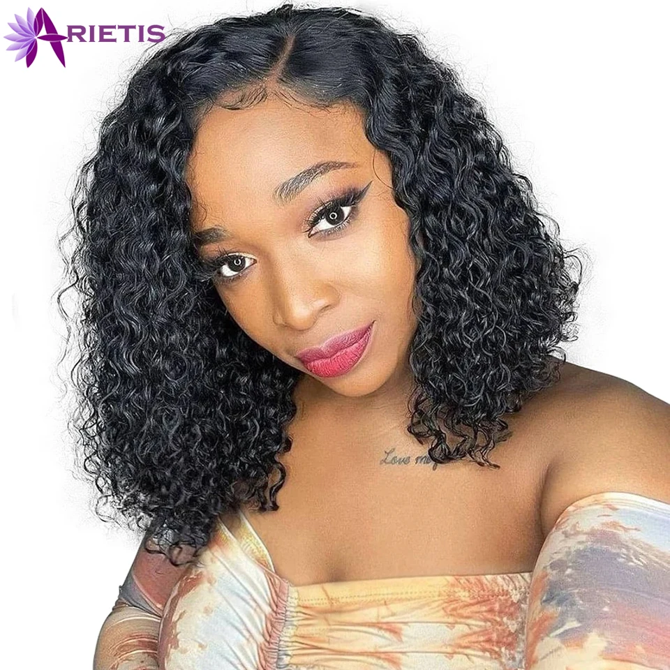 

Short Bob Water Wave Lace Front Wig 13x1 5x1 T Part Loose Deep Wave Frontal Wig Remy Human Hair Wigs For Women Preplucked