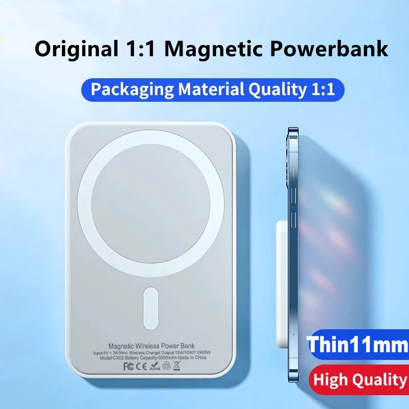 

Magsafe Magnetic Wireless Power Bank 1:1 For iPhone 13 12 14 Pro Max Mini Powerbank External Auxiliary Portable Battery Pack