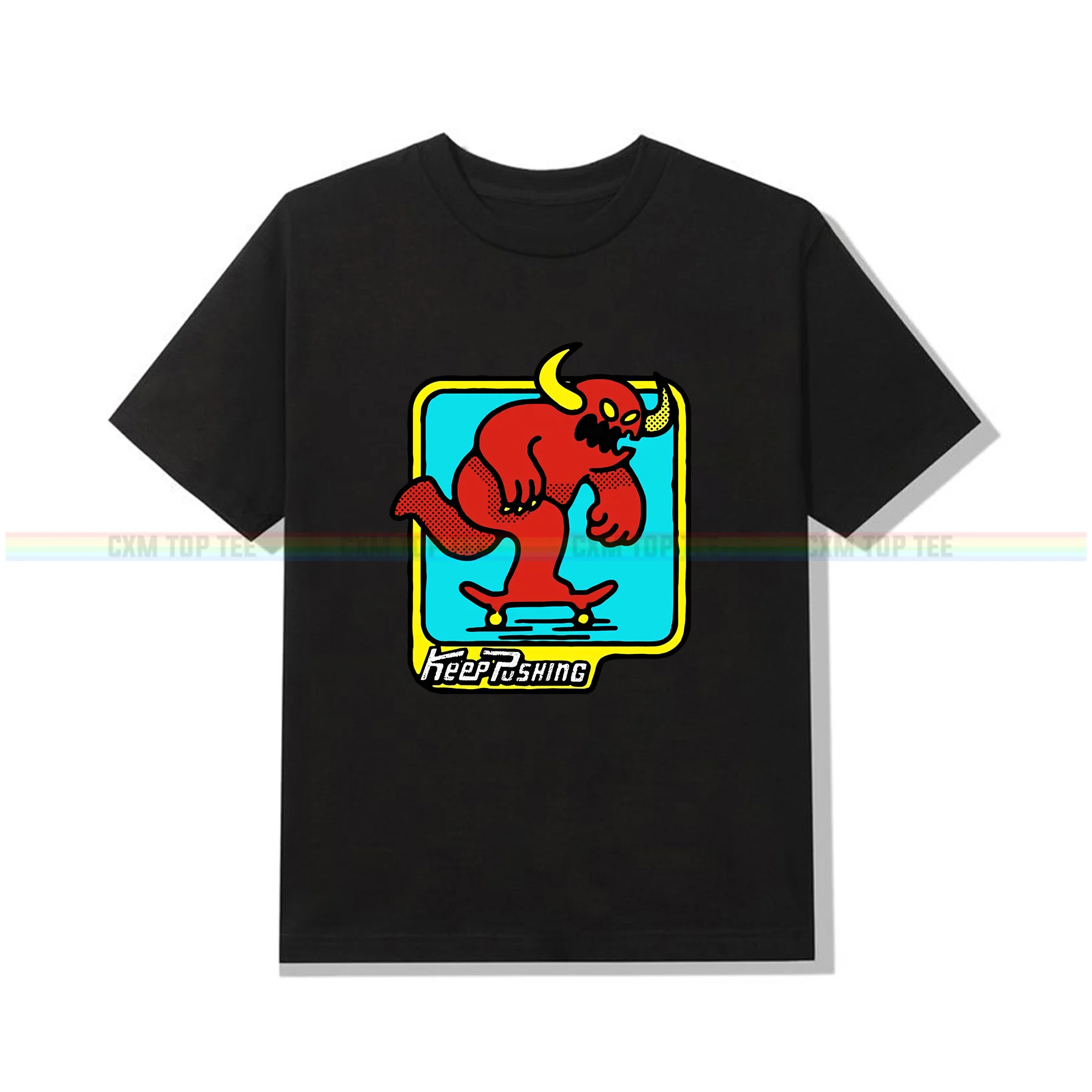 

Amazing Tees Male T Shirt Casual Oversized Toy Machine Keep Pushing Skater Devil Classic T-shirt Men T-shirts Graphic S-3XL