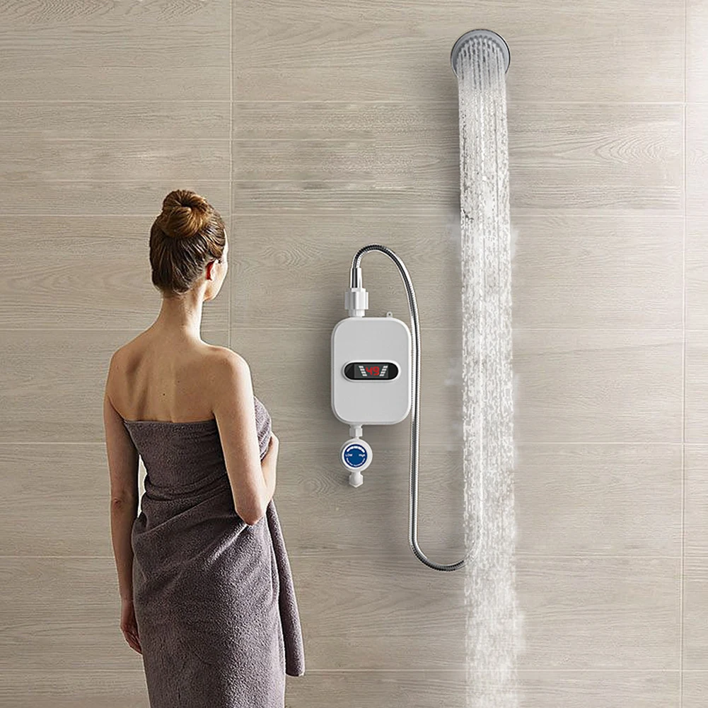 

3500W Instant Electric Water Heater LCD Display 3 Seconds Heating Bathroom Kitchen Tankless Water Heater Heating Shower