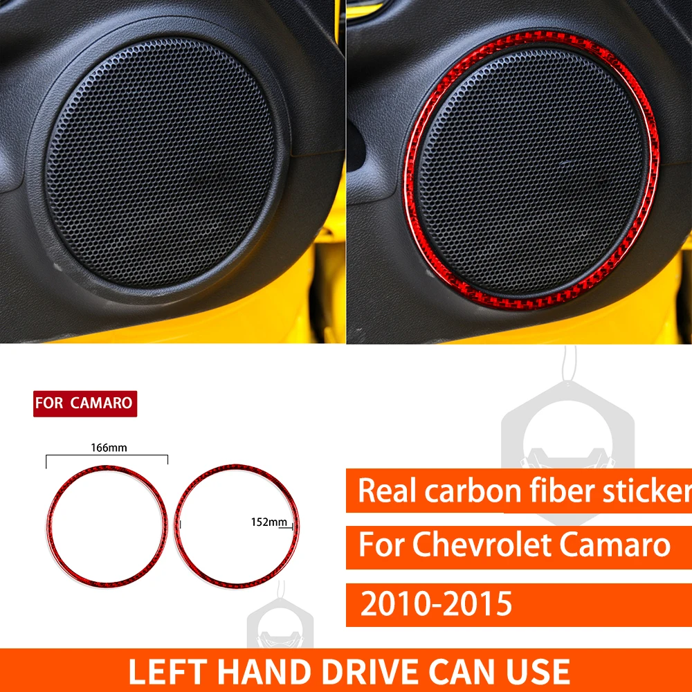 

Для Chevrolet Camaro 2010-2015 наклейки из настоящего углеродного волокна, рамка дверного динамика, накладка, автомобильные аксессуары, декоративные интерьерные аксессуары