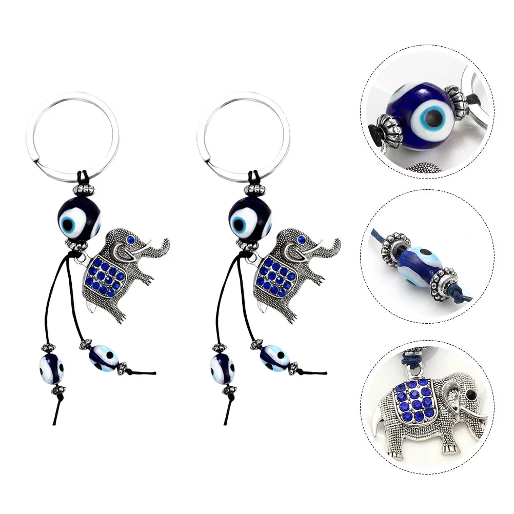 

Evil Eye Turkish Keychain Charm Key Blue Hamsa Pendant Elephant Ring Ornaments Car Keyring Purse Bead Amulet Chain Lucky Eyes