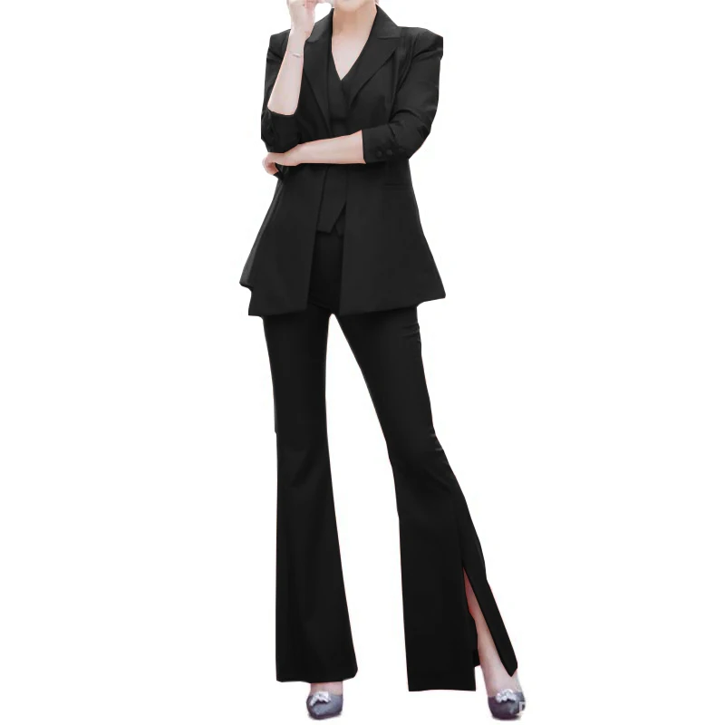 Women's Suits 3 Piece Formal Business Blazer Pants Vest Coral Red Jacket Fashion Suit Lady Outfit enlarge