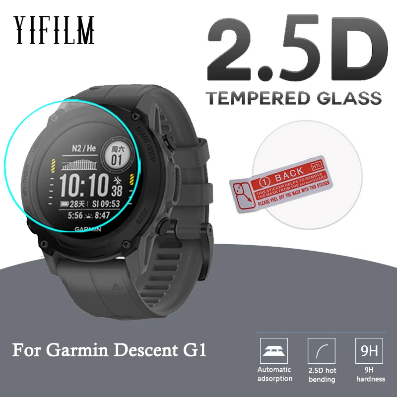 

2pcs 9H Tempered Glass Screen Protector For Garmin Descent G1 Smartwatch 2.5D HD Anti-Scratch Protective Film For Descent G1